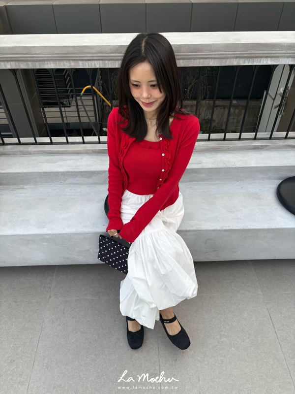 削肩花邊背心+排扣外套兩件組